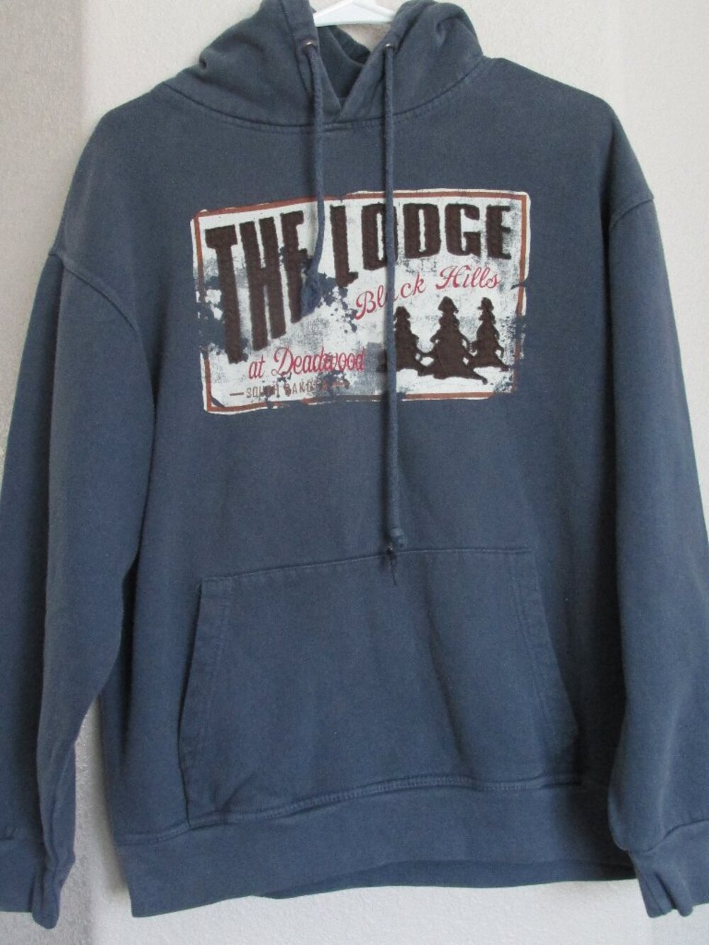 Black Hills Deadwood Pullover Hoodie Womens L Blue Long Sleeve Coat Jacket Lodge